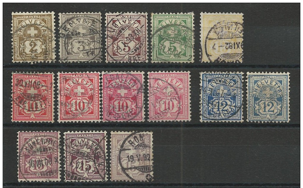 SUISSE - YVERT N° 63/70 + VARIETES COULEURS 67a/70b - COTE = 90 EURO - - Oblitérés