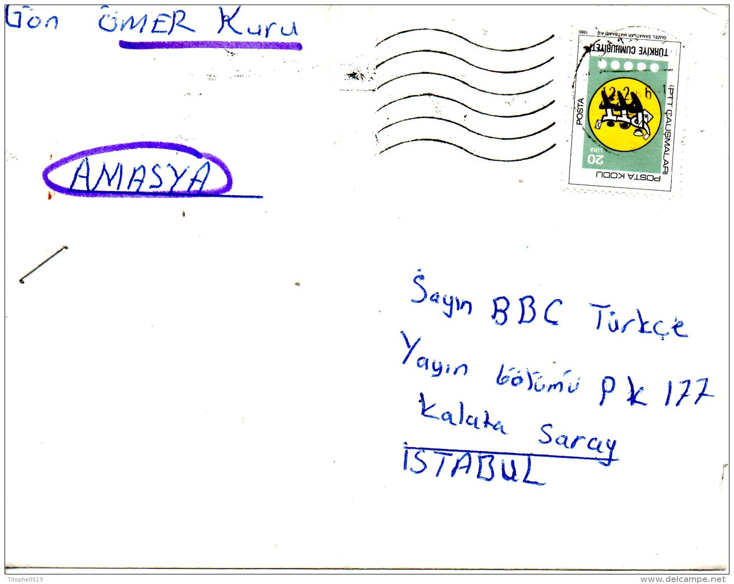 TURQUIE. N°2478 De 1985 Sur Enveloppe Ayant Circulé. Code Postal. - Zipcode