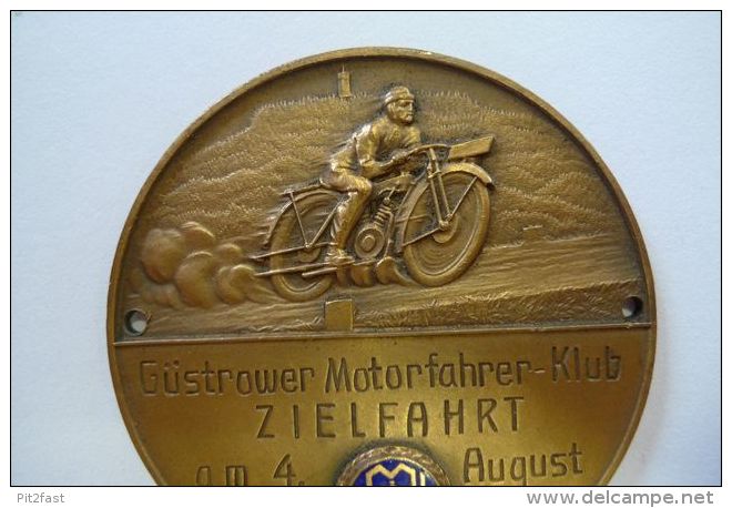 Seltene Plakette Güstrower-Motorfahrer-Klub , Zielfahrt 1929 , MC Güstrow , Motorsport , Speedway , Badge , DMG  !!! - Motorräder