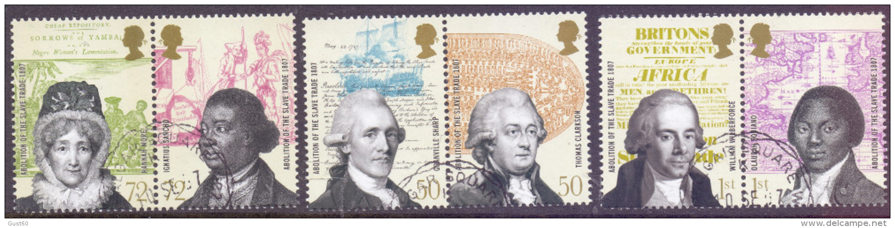 Great Britain 2007 Abolition Of Slave Trade 6 Val. (3 Pairs) VFU - Usati