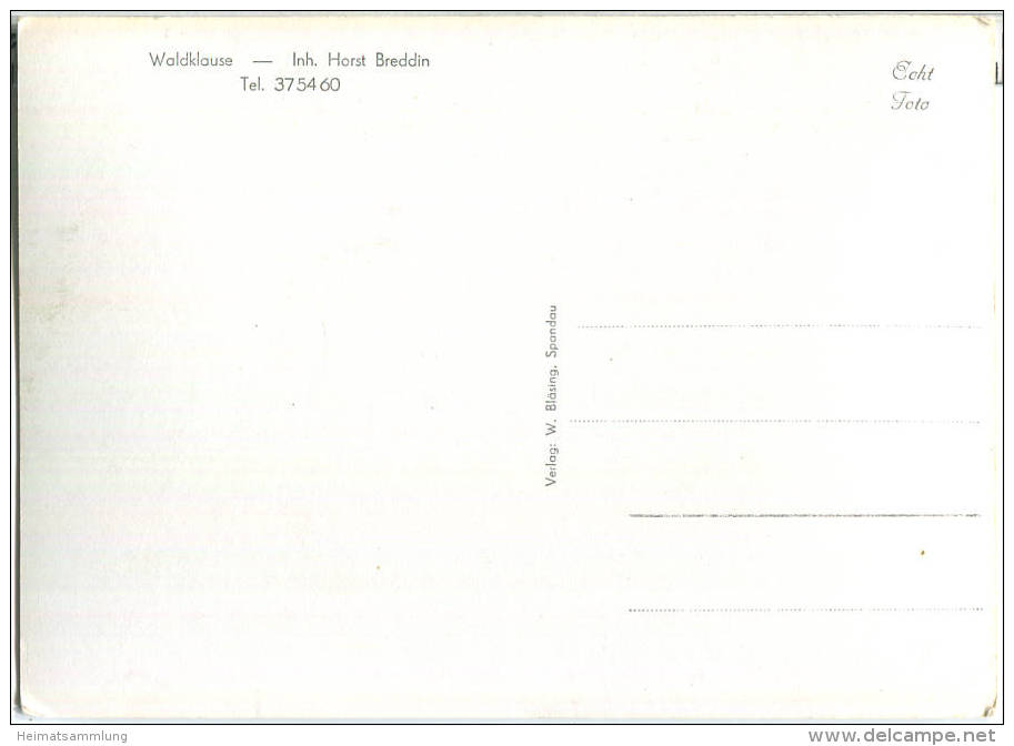 Berlin - Spandau - Bürgerablage - Waldklause - Inh. Horst Breddin - Foto-Ansichtskarte - Spandau