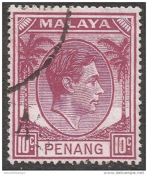 Penang (Malaysia). 1949-52 KGVI. 10c Used. SG 11 - Penang