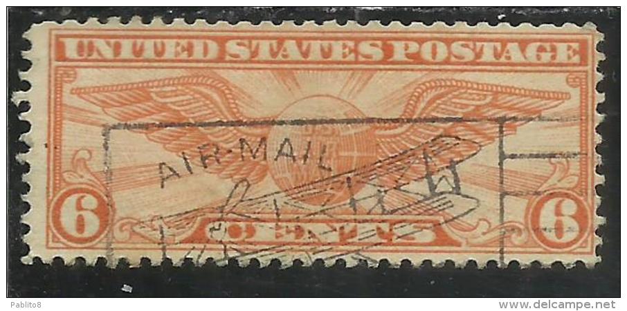 UNITED STATES STATI UNITI USA 1934 AIR MAIL POSTA AEREA Winged Globe GLOBO ALATO CENT. 6 6c USATO USED OBLITERE´ - 1a. 1918-1940 Used