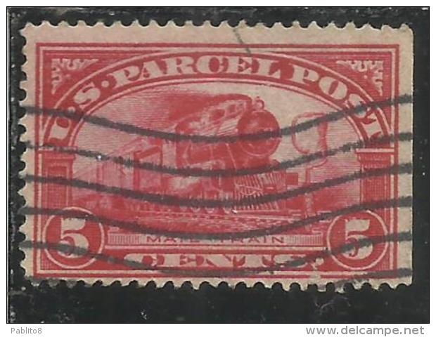 UNITED STATES STATI UNITI USA 1912 PARCEL POST PACCHI POSTALI MAIL TRAIN VERIETY 5c USATO USED OBLITERE' - Pacchi