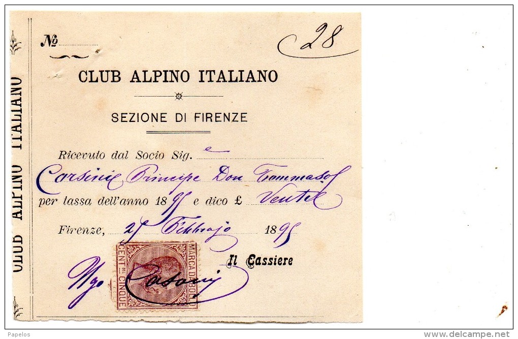 1895 FIRENZE - CLUB ALPINO ITALIANO - Documents Historiques