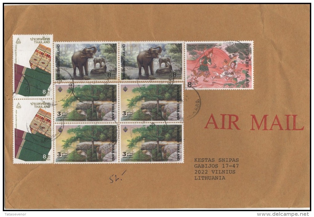 THAILAND Cover Brief Postal History TH 006 Air Mail Fauna Animals Elephant Crafts Weaving Landscape Rocks Traditions - Tailandia
