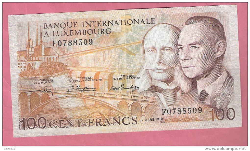 LUXEMBURG 100 FRANCS BANQUE INTERNATIONALE 8-3-81 P14A - Luxembourg