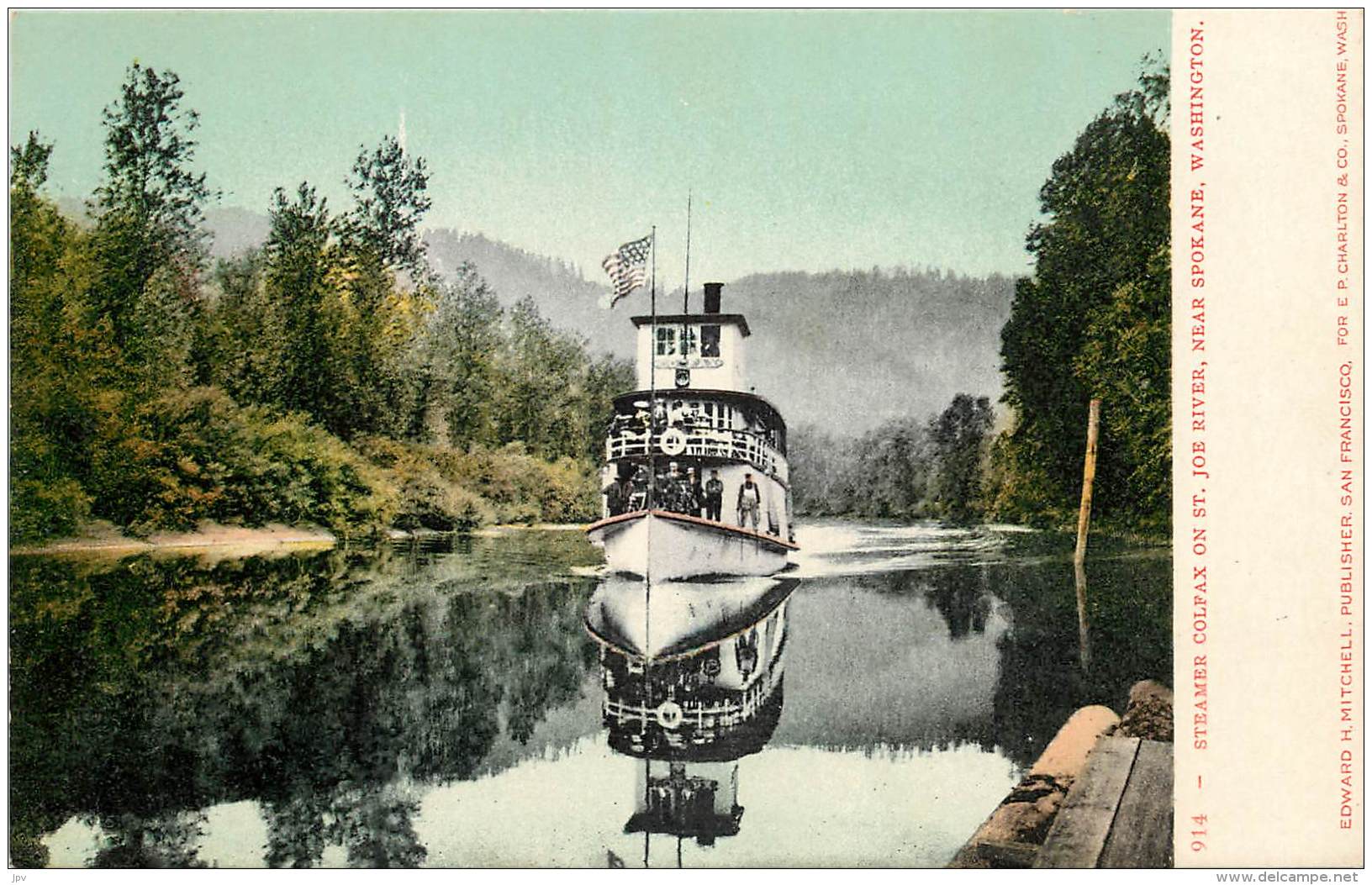 STEAMER COLFAX ON ST. JOE RIVER, NEAR SPOKANE, WASHINGTON . - Spokane