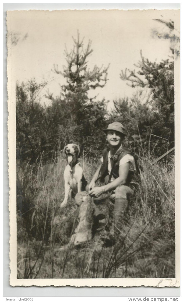 Carte Photo Chasse Gibier  Lièvre Chien  Chasseur Nommé De Sye ( 26 - Drome ) - Jagd