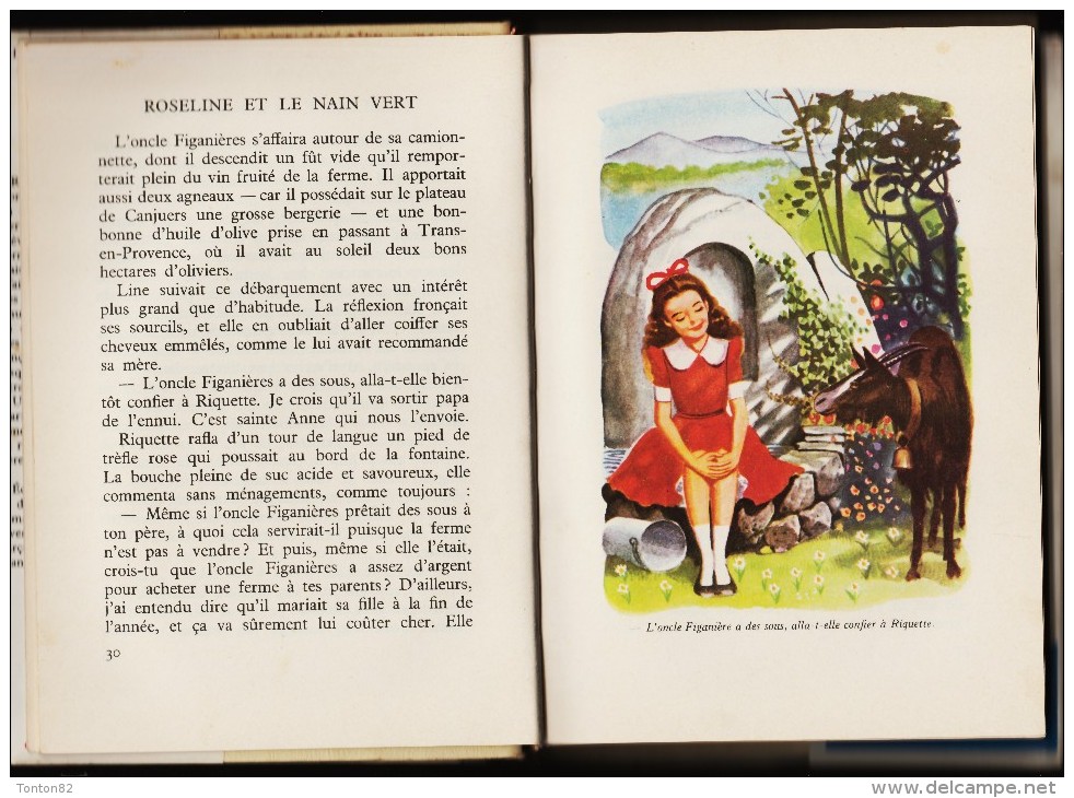 Michèle Arnéguy - Roseline Et Le Nain Vert - Bibliothèque Rouge Et Or Souveraine - ( 1957 ) . - Bibliotheque Rouge Et Or