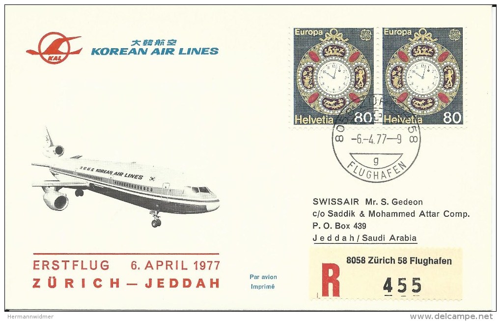 RF 77.10, Korean Air Lines, Zurich - Jeddah, Recommandé, DC-10, 1977 - Premiers Vols