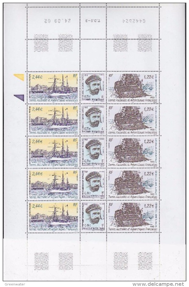 TAAF 2003 Centenaire Du Depart Du Francais Strip 3v* Complete Sheetlet * Mnh (F5186) - Blokken & Velletjes