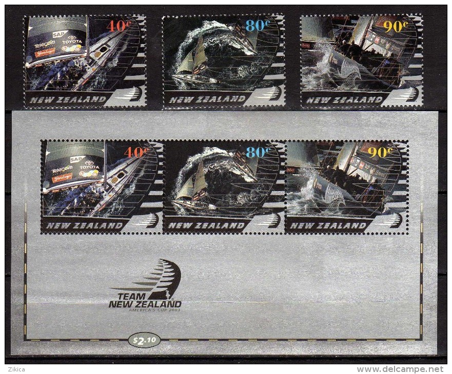 New Zealand 2003 America's Cup - Team New Zealand - The Defence.sailing, Yachting.Toyota,Sap,Telecom.S/S And Stamps.MNH - Ungebraucht