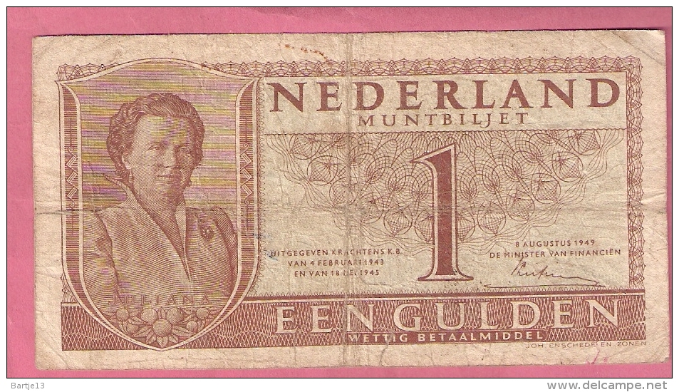 NEDERLAND 1 GULDEN 1949 - 1 Gulde