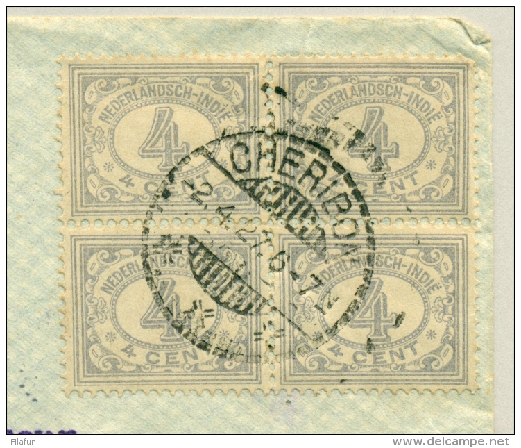 Nederlands Indië - 1927 - 4x 4 Cent Cijfer Op Cover Van Cheribon Naar Amsterdam - Netherlands Indies