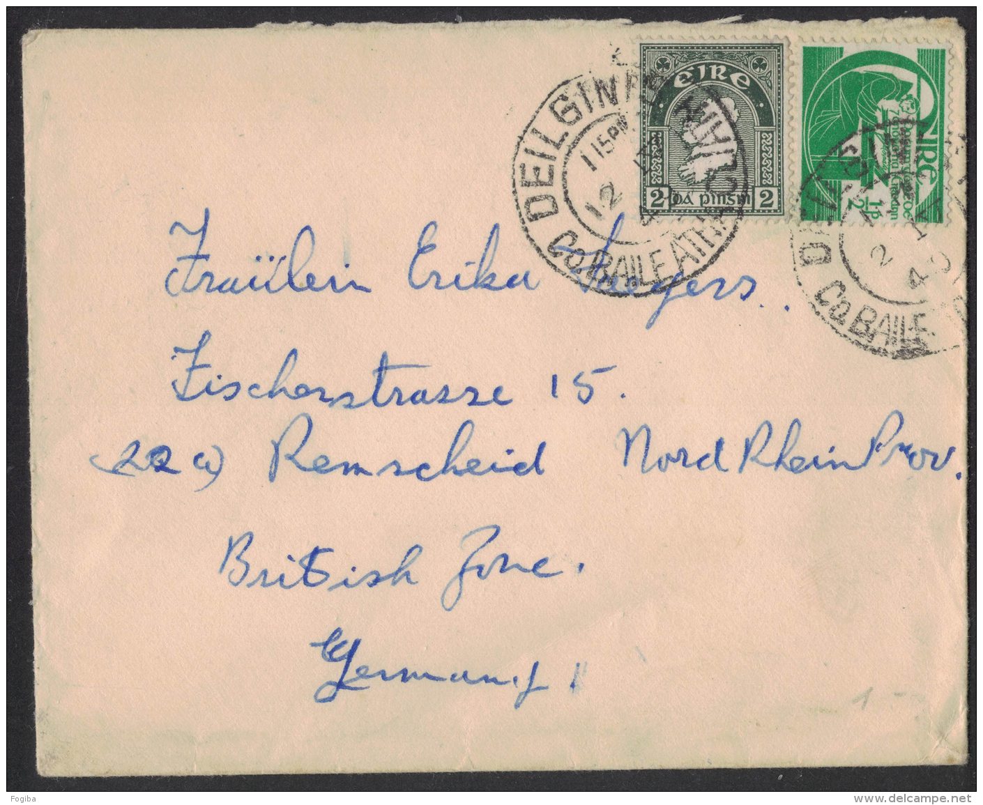 AH45     Eire, Irlanda - Cover Baile Atha Cliath 1949 Sent To Germany - Storia Postale