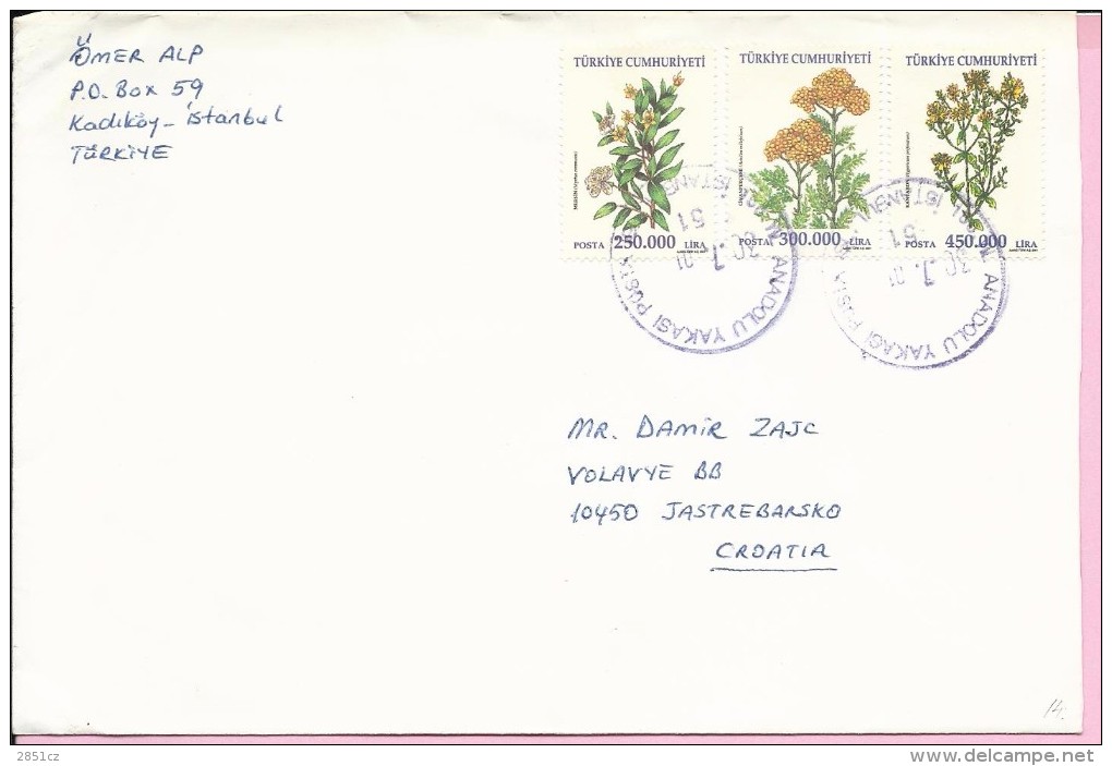 Letter - Stamp Plants / Postmark Istanbul, 30.7.2001., Turkey - Storia Postale