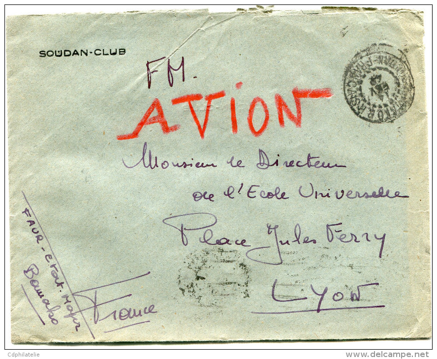 SOUDAN LETTRE PAR AVION AVEC AFFRANCHISSEMENT AU VERSO DEPART BAMAKO 14 FEV 42 SOUDAN FRANCAIS POUR LA FRANCE - Lettres & Documents