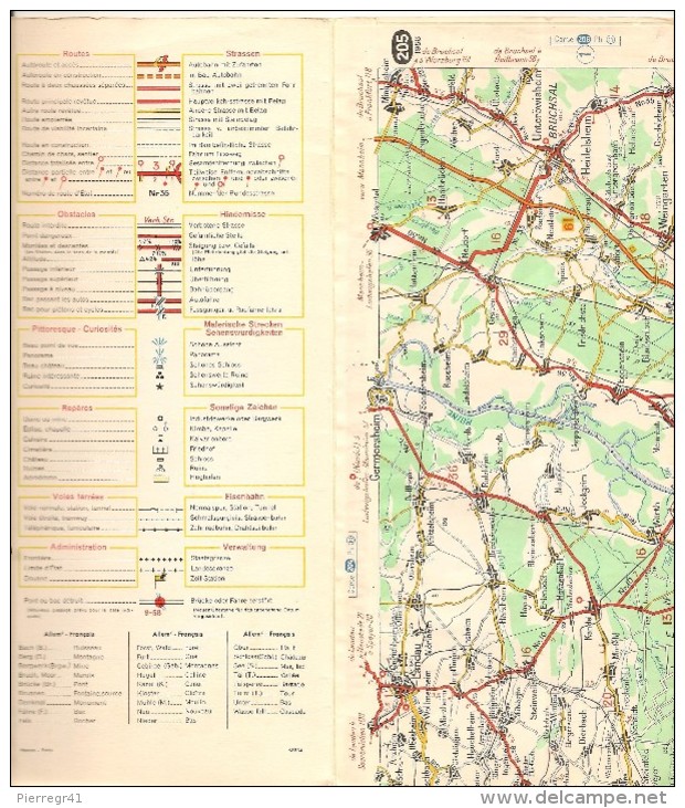 CARTE-ROUTIERE-MICHELIN-N°205-1958-ALLEMAGNE-TBE - Cartes Routières