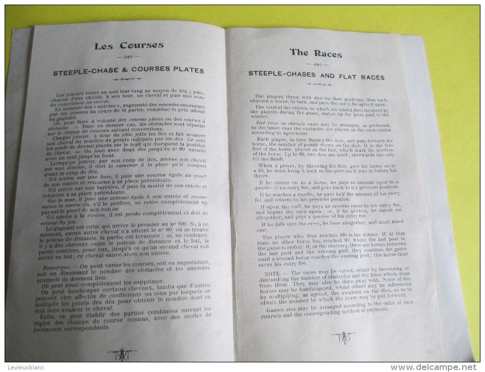 Livret / Régle Du Jeu / Notice Sur Les Jeux D'aujourd'hui/ Courses/Roulette/Mascotte/Castouillet/ Vers 1890-1900  JE184 - Autres & Non Classés