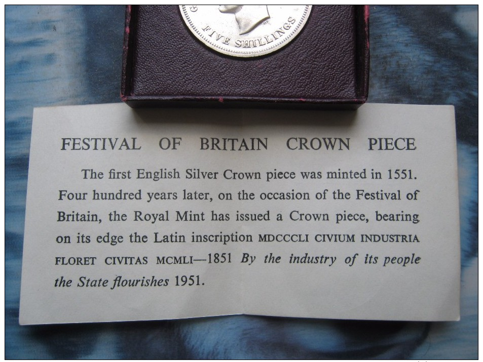 UK British 1951 Festival Of Britain 5 Shilling Crown King George VI Coin Boxed - Other & Unclassified
