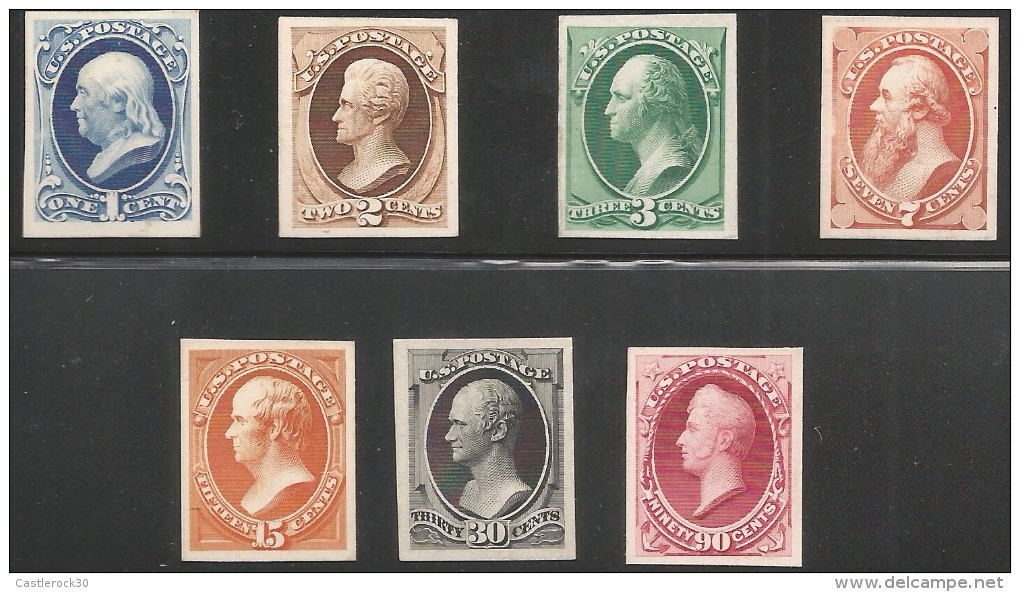 E)1870, USA, PROOFS, PRESIDENTS OF THE UNITED STATES, FRANKLIN, JACKSON, WASHINGTON, STANTON, WEBSTER, HAMILTON, PERRY, - Neufs