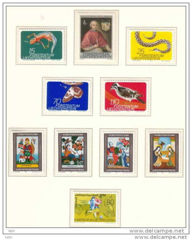 Liechtenstein - 1974 Annata Completa / Complete Year Set **/MNH VF - Années Complètes