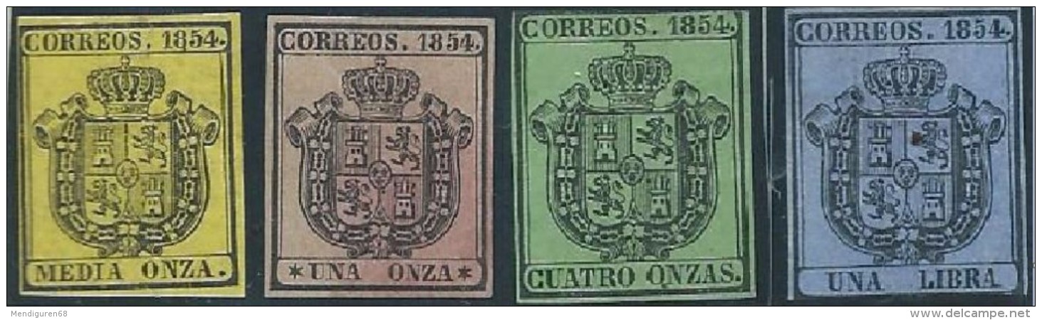 ESPAGNE SPANIEN SPAIN ESPAÑA 1854 ARMS ESCUDO SET 4V MNH ED 28-31 MI DIENST1-4  YT  T. S. 1-4 SG O46-O49 SC O1-O4 - Nuovi