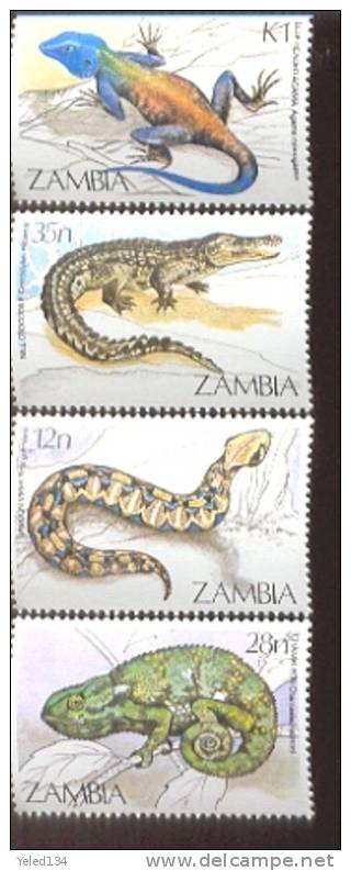 ZAMBIA   308-11 ; MINT NEVER HINGED SET OF STAMPS ANIMALS - WILDLIFE -REPTILES - Sonstige & Ohne Zuordnung