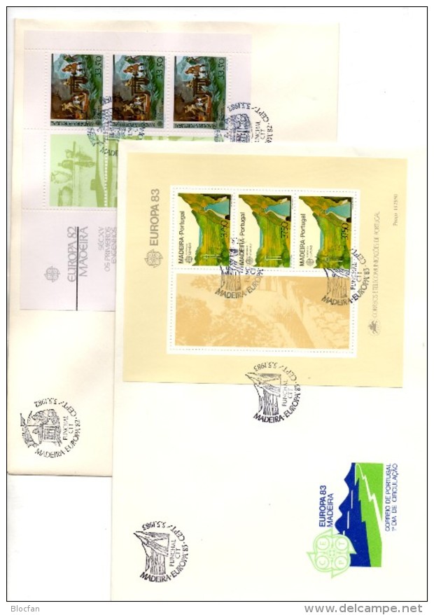 FDC CEPT Levadas 1982 Madeira Block 1,2,3+4 O 55€ Schiff Folklore Bloques Blocs History M/s Cover Flower Sheets Portugal - Funchal