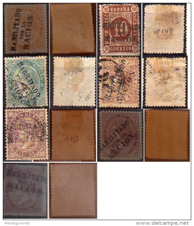 ESPAGNE ESPAÑA SPANIEN SPAIN ESPAÑA 1870 G.P. CIFRAS E ISABEL II WITH LETTERS HPN  ED 89AMNH+91A+94A+97A+98A+99AMNH+101A - Used Stamps