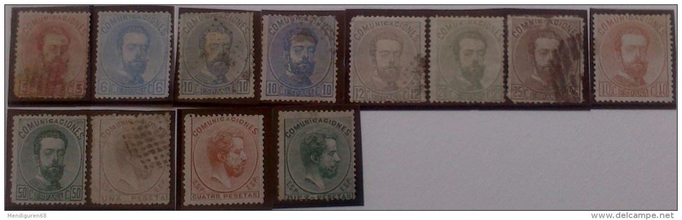 ESPAGNE ESPAÑA SPANIEN SPAIN ESPAÑA  ESPAÑA  1872-73 Amadeo I SERIE ED 118-29 MI 114-23 YV 117-28 SG 194-206 SC 178-89 - Used Stamps