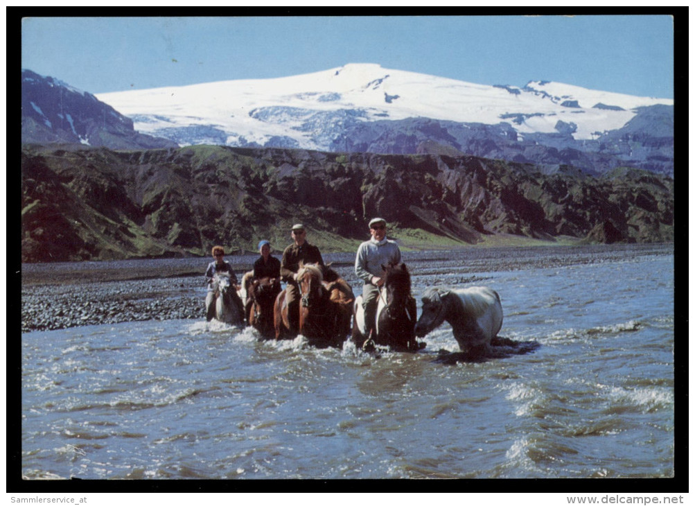 [015] Pferde-Karte 025, Island, Gletscher Eyjafjallajökull, Gel. 1971 - Pferde