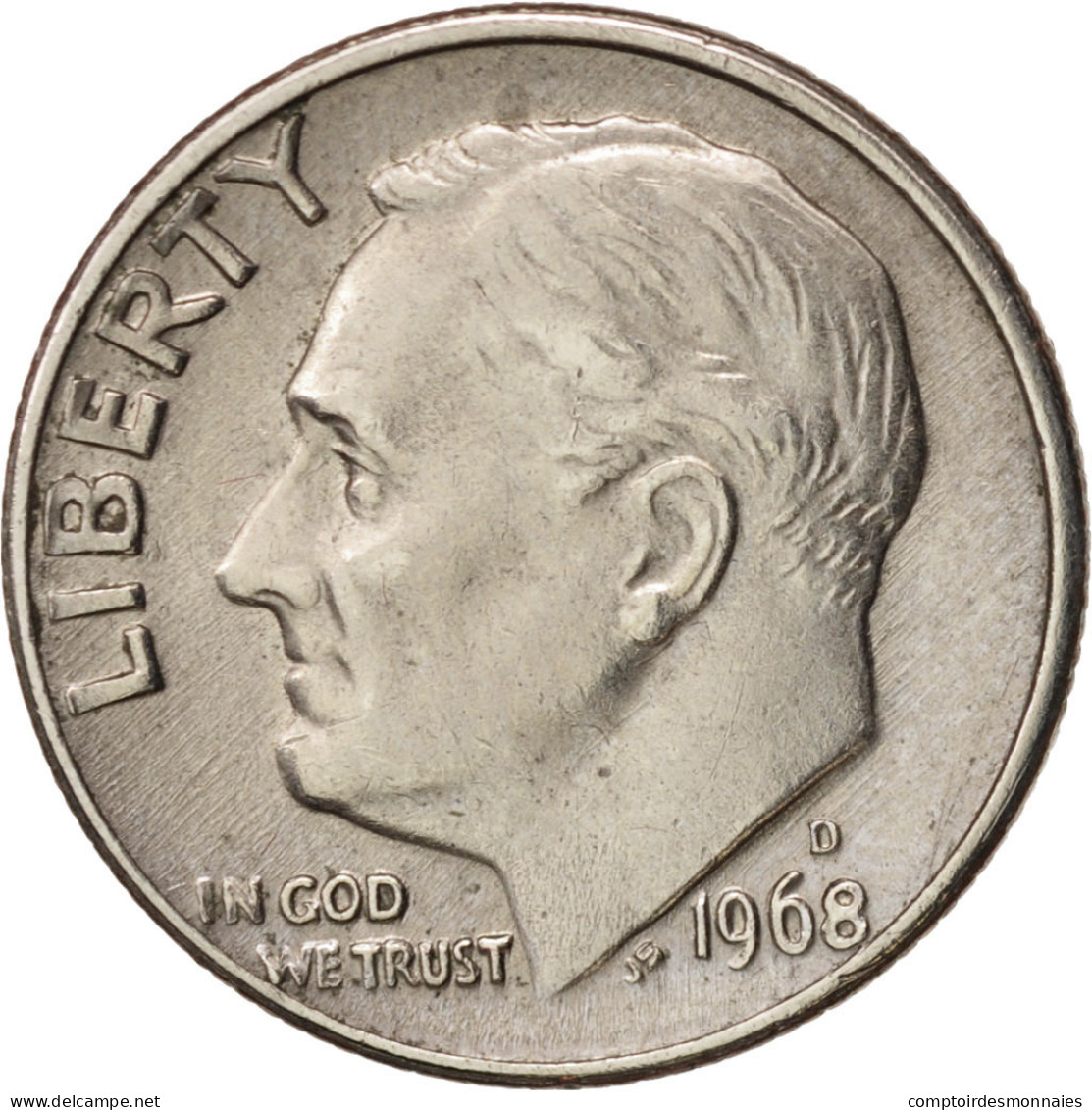 Monnaie, États-Unis, Roosevelt Dime, Dime, 1968, U.S. Mint, Denver, TTB+ - 1946-...: Roosevelt