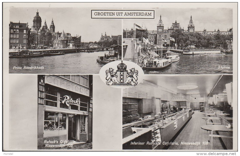 Netherland - Amsterdam - Cafetaria Ruteck - Nieuwendijk 108 - 2x Nice Stamps - Amsterdam