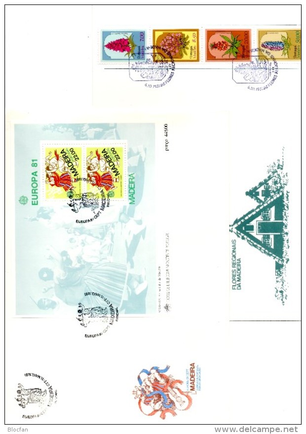 FDC CEPT Bauten 1987 Madeira Block 2,3,8+HBl.1 O 59€ Folklore Hoja Blocs Architectur M/s Cover Flower Sheets Bf Portugal - Madeira