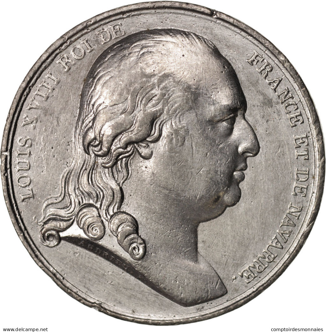 France, Medal, Charte Constitutionnelle, Louis XVIII, History, 1814, Andrieu - Autres & Non Classés