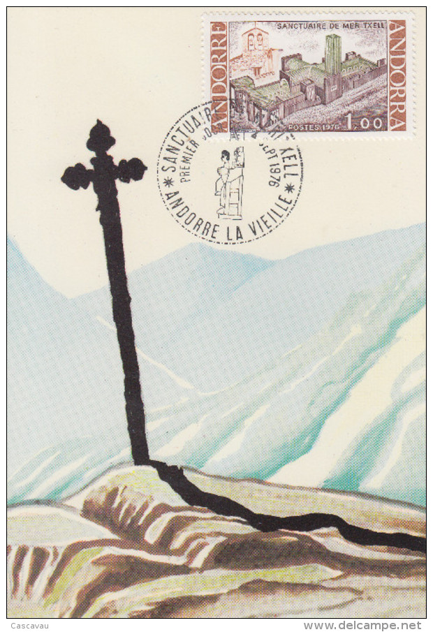 Carte  Maximum  1er  Jour  ANDORRE   Notre  Dame  De  MERITXELL   1976 - Cartas Máxima