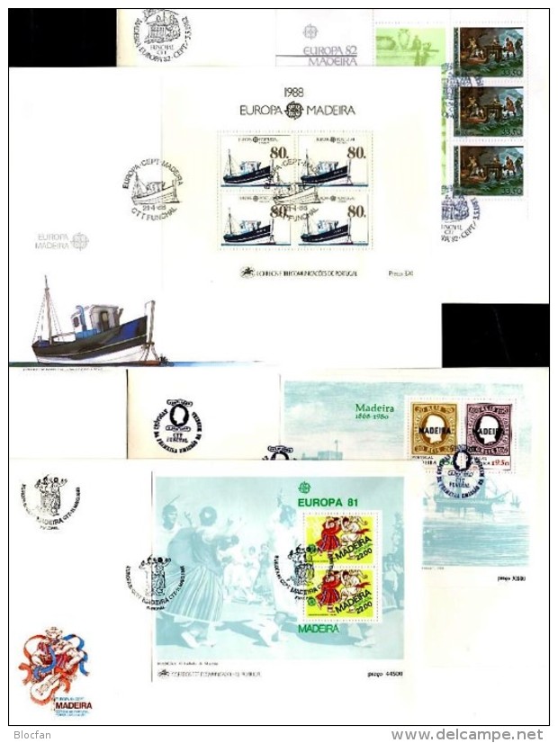 CEPT Historie 1980-89 Madeira Block 1-10+HBl.1 FDC 137€ Schiffe Hb Blocs History Ship Ms Cover Flower Sheets Bf Portugal - Collections