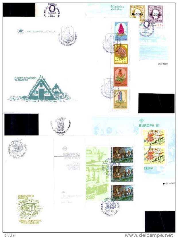 CEPT Historie 1980-89 Madeira Block 1-10+HBl.1 FDC 137€ Schiffe hb blocs history ship ms cover flower sheets bf Portugal