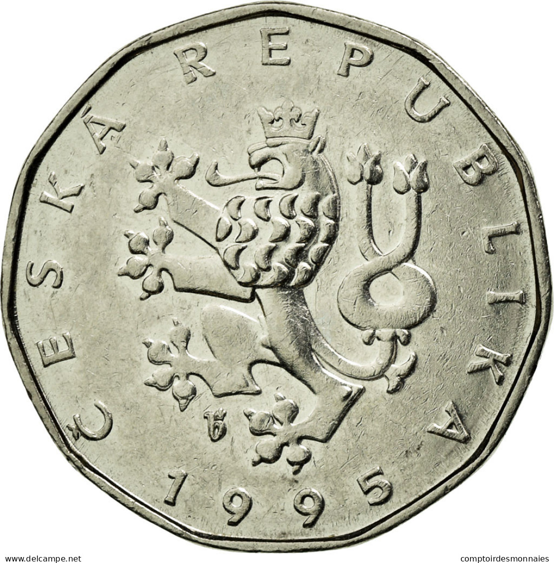 Monnaie, République Tchèque, 2 Koruny, 1995, TTB+, Nickel Plated Steel, KM:9 - Czech Republic