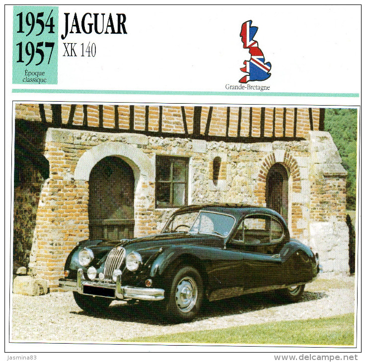 Jaguar XK 140 1954-1957 (derrière Il Y A Un Texte Sur Les Caracteristiques De La Voiture) - Voitures
