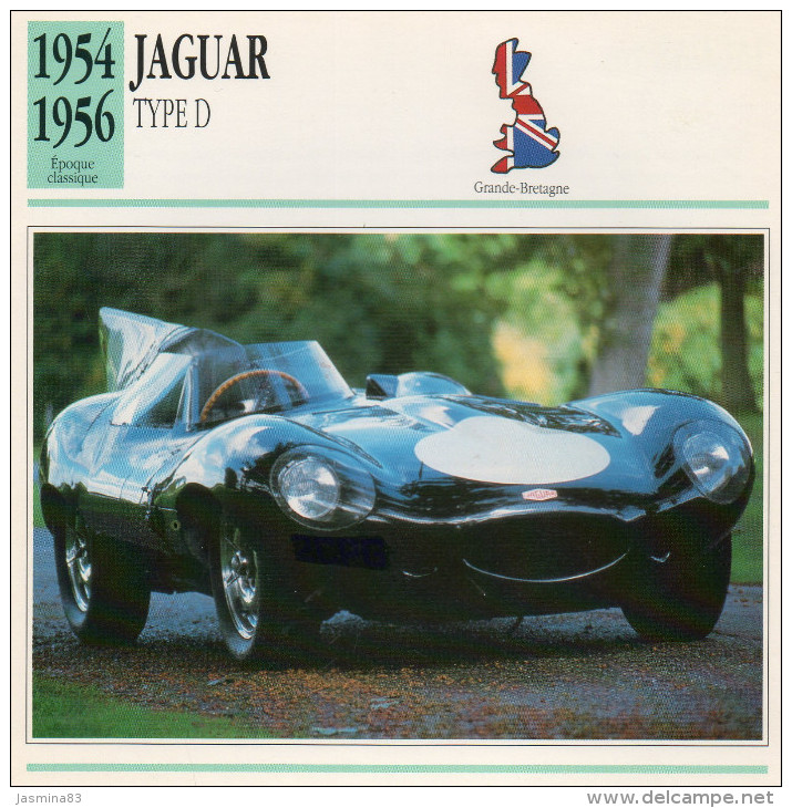 Jaguar Type D 1954-1956 (derrière Il Y A Un Texte Sur Les Caracteristiques De La Voiture) - Voitures