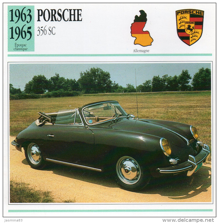 Porsche 356 SC 1963-1965 (derrière Il Y A Un Texte Sur Les Caracteristiques De La Voiture) - Auto's