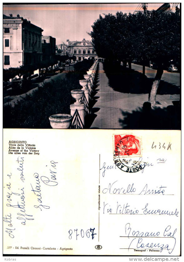 434k) Cartolina Di Agrigento- Viale Della Vittoria-viaggiata - Agrigento