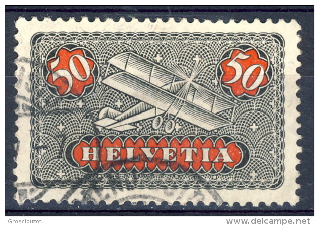 SVIZZERA PA 1923 N. A9 C. 50 Rosso E Azzurro-grigio Usato Catalogo &euro; 31 - Usados