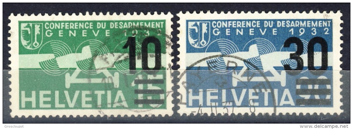 SVIZZERA PA 1935  N. A20 C. 10 Su 15 Verde E A22 C. 30 Su 90 Azzurro (annullo Payerne) Usati Catalogo &euro; 31,701,70 - Usati