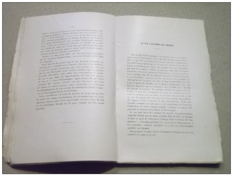 "LE VIN NATUREL"   Sa Valeur Dans La Prophylaxie De L´alcoolisme.  Par Le Dr Paul Martin.    1933. - Scienza