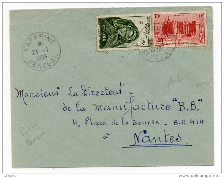 1955 - ENVELOPPE De KAFFRINE (SENEGAL / AOF) - Brieven En Documenten