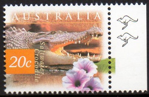 Australia 1997 20c Saltwater Crocodile MNH + 2 Kangaroos - Mint Stamps